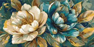 Картина по номерам - Золотистые лепестки с красками металлик ©art_selena_ua