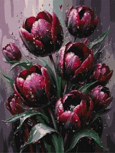 Картина за номерами - Багряні тюльпани ©art_selena_ua