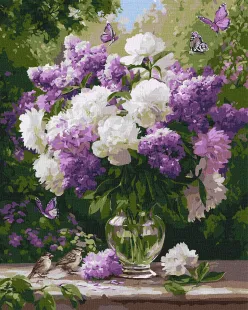 Картина за номерами - Бузок і півонії у вазі ©art_selena_ua