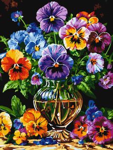 Картина за номерами - Яскраві квіти у скляній вазі ©art_selena_ua