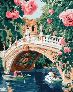 Картина за номерами - Міст та квіти ©art_selena_ua