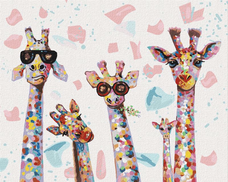 Painting by numbers - Funny giraffes 