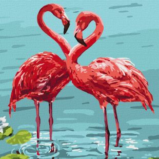 Painting by numbers - Bright flamingos 
