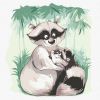 Painting by numbers - Raccoon and mother