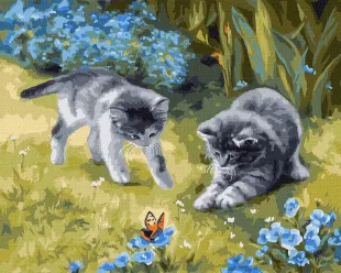 Картина за номерами - Котики у саду ©Юлія Томеско