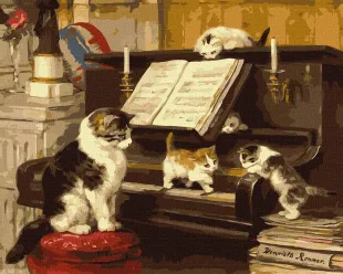 Картина за номерами - Уроки гри на піаніно ©Henriette Ronner-Knip