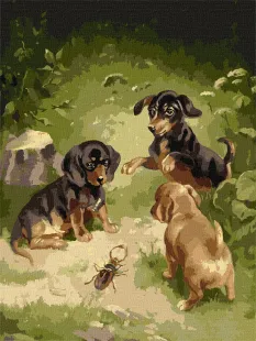 Картина за номерами - Ігри цуценят ©Carl Reichert