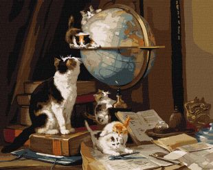 Painting by numbers - Inquisitive kittens ©Henriette Ronner-Knip