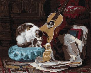 Painting by numbers - A family of musicians ©Henriette Ronner-Knip