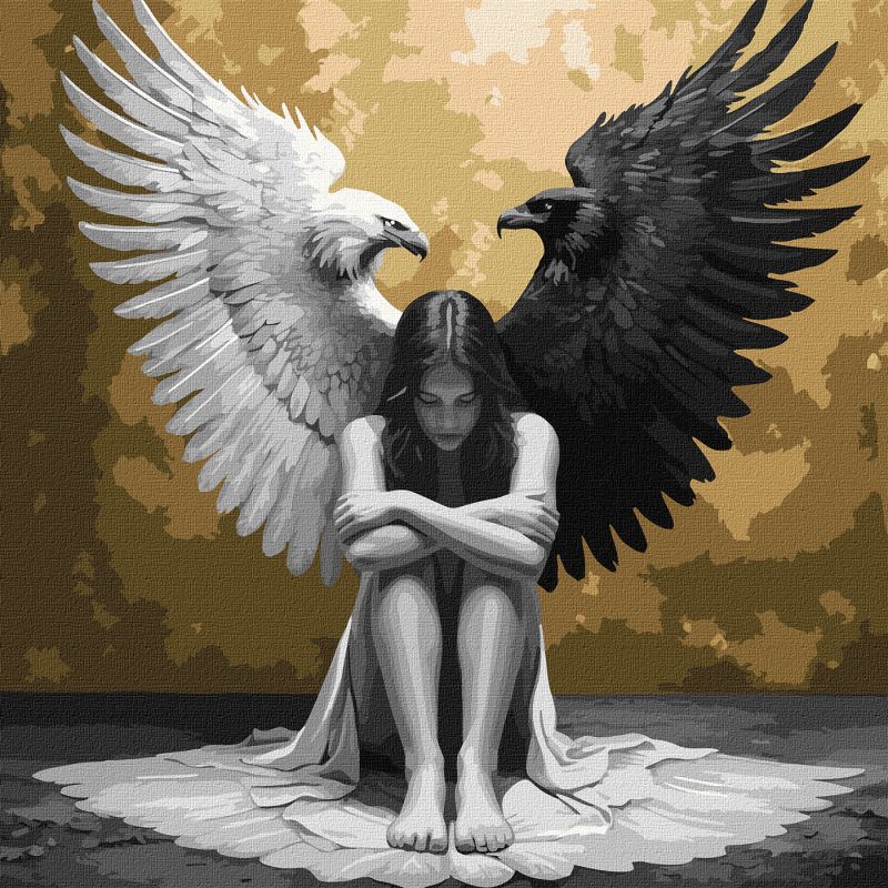 Картина по номерам - Две стороны души с красками металлик ©art_selena_ua