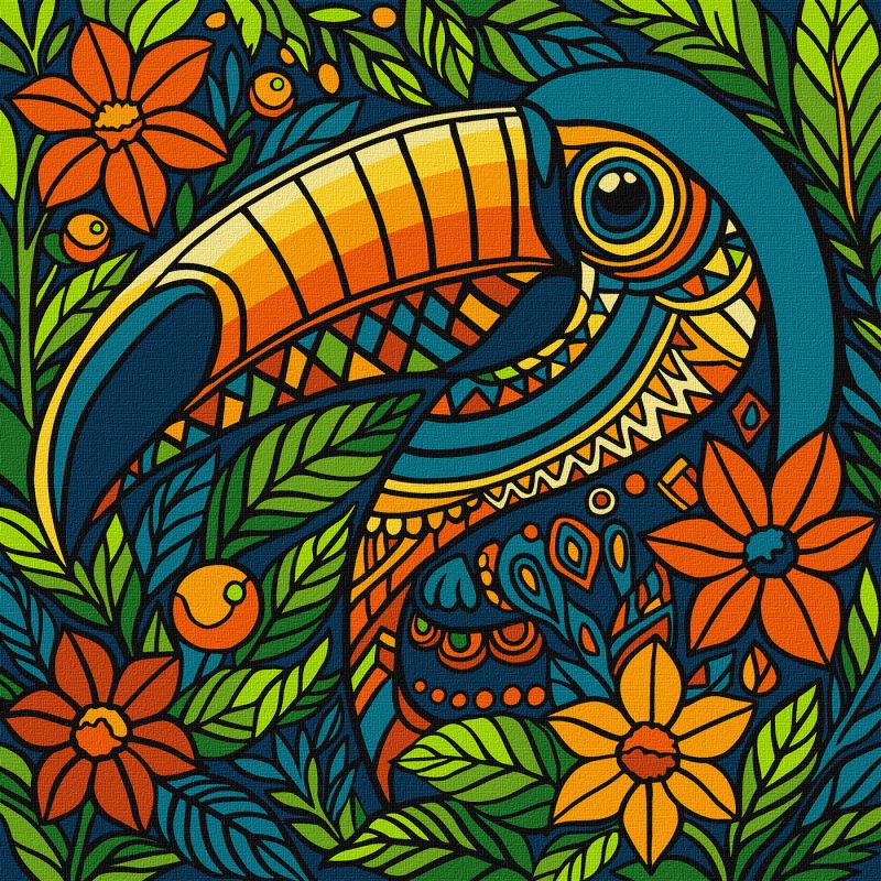 Картина по номерам - Витраж. Тукан ©art_selena_ua