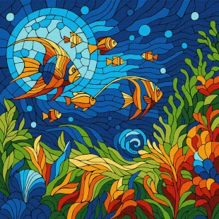 Картина за номерами - Вітраж. Морський світ ©art_selena_ua