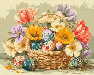 Painting by numbers - Easter basket with flowers ©art_selena_ua