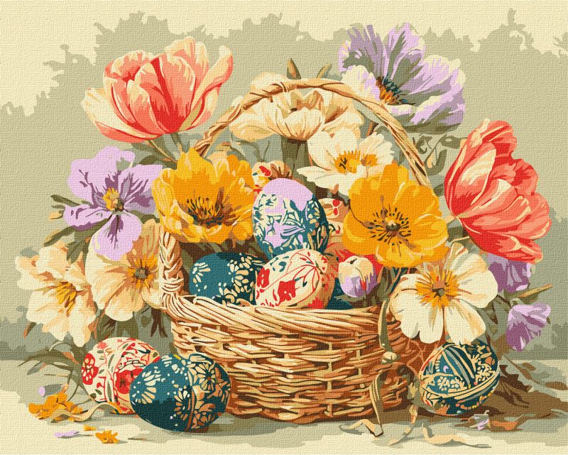 Картина за номерами - Великодній кошик з квітами ©art_selena_ua