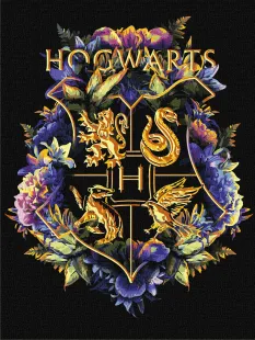 Картина по номерам - Harry Potter: Герб Хогвартса с красками металлик ©Warner Bros.