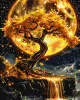 Painting by numbers - The Radiance of a tree with extra metallic paints ©art_selena_ua