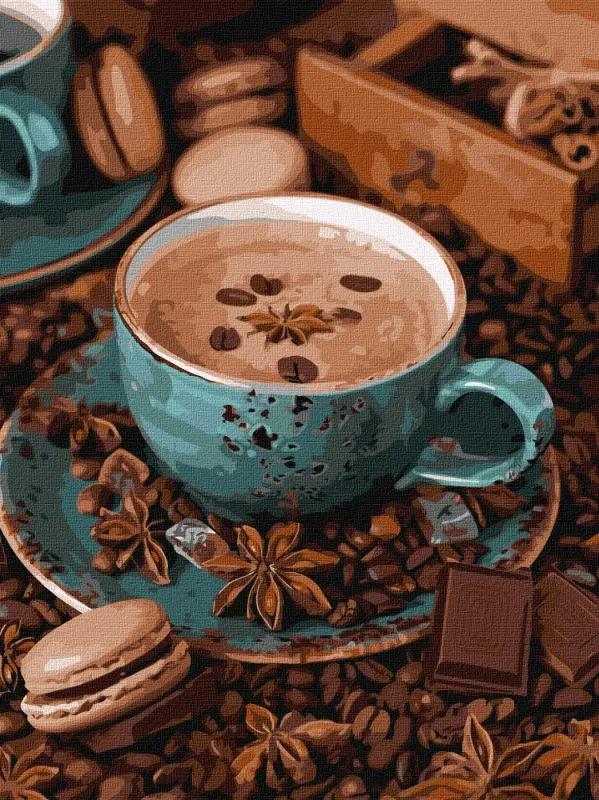 Painting by numbers - Still life with coffee