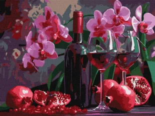 Картина за номерами - Вино та орхідеї ©art_selena_ua