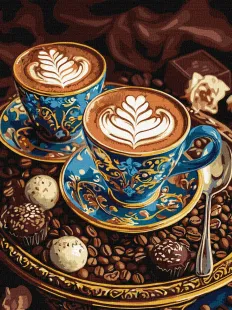 Painting by numbers - Morning flavour with extra metallic paints ©art_selena_ua