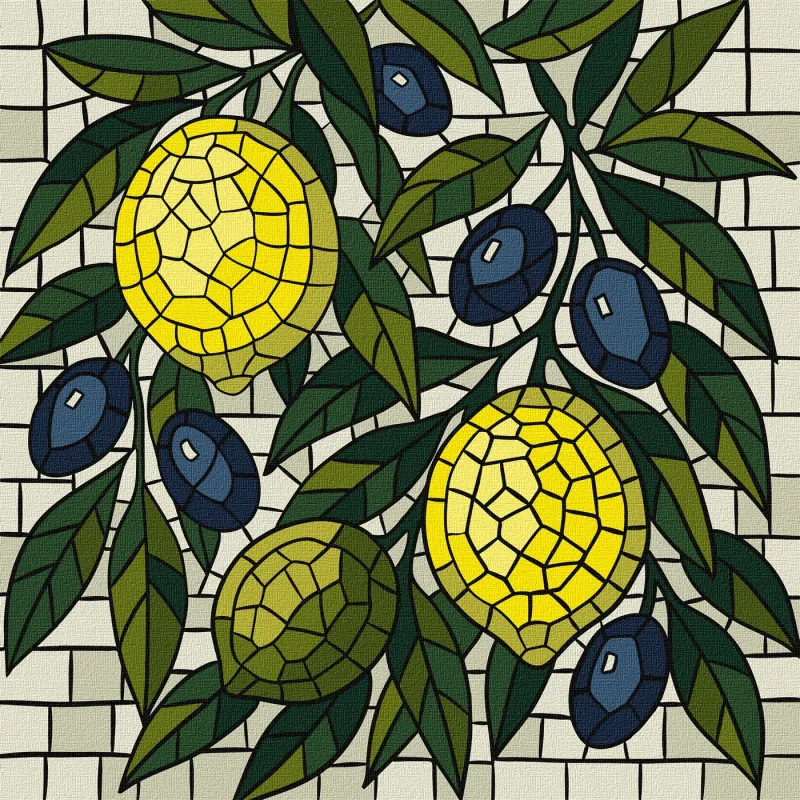 Painting by numbers - Stained glass window. Lemons ©art_selena_ua