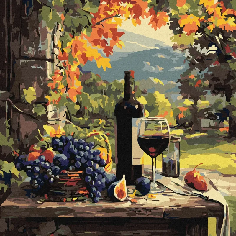 Painting by numbers - Countryside landscape with wine ©art_selena_ua