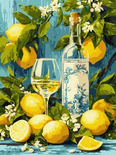 Картина за номерами - Біле вино та лимони ©art_selena_ua