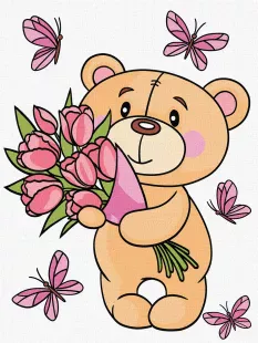 Painting by numbers - An adorable teddy bear
