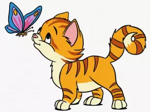 Painting by numbers - A cat and a butterfly