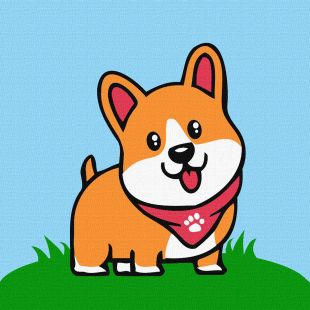 Painting by numbers - A happy corgi