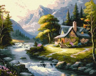 Картина за номерами - Будиночок у горах ©art_selena_ua