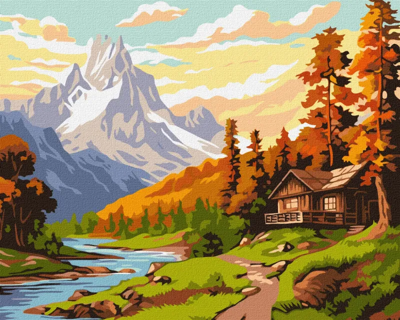 Картина за номерами - Будиночок посеред гір ©art_selena_ua