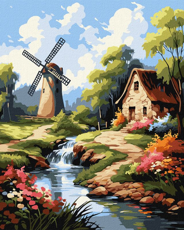 Картина за номерами - Будиночок біля млина ©art_selena_ua