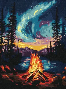 Painting by numbers - The Northern Lights with extra metallic paints ©art_selena_ua