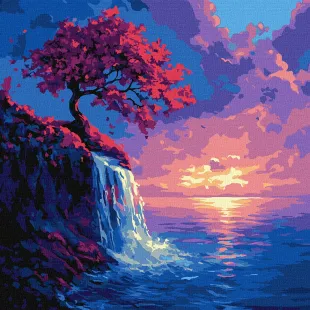 Painting by numbers - Sakura in the stream ©art_selena_ua
