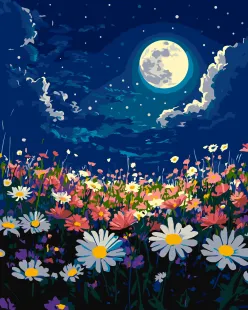 Картина по номерам - Мистическая ночь над весенним лугом ©art_selena_ua
