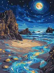 Картина за номерами - Сяючий берег з фарбами металік extra ©art_selena_ua