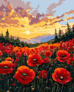 Картина за номерами - Поле маків ©art_selena_ua