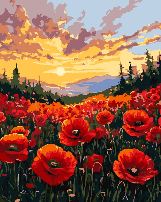 Картина за номерами - Поле маків ©art_selena_ua