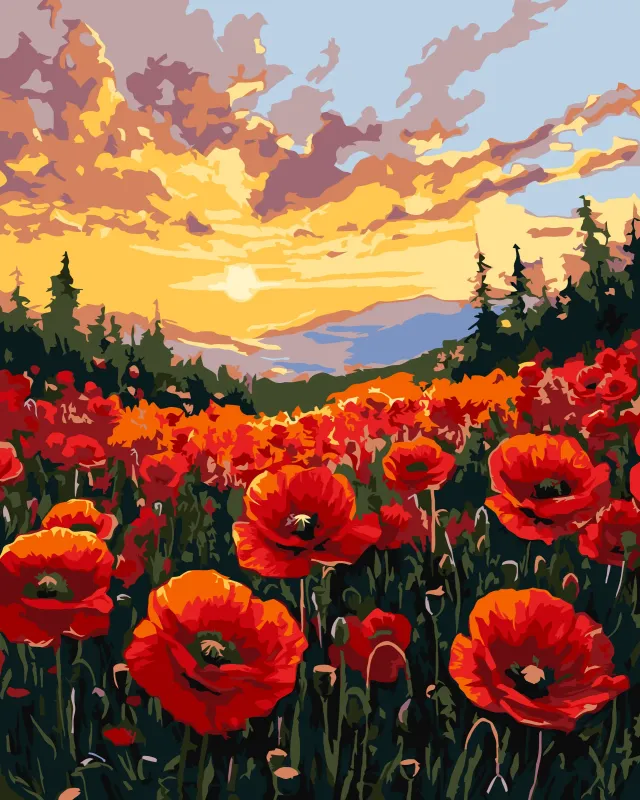 Картина за номерами - Поле маків ©art_selena_ua