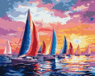 Картина за номерами - Регата на заході сонця ©art_selena_ua