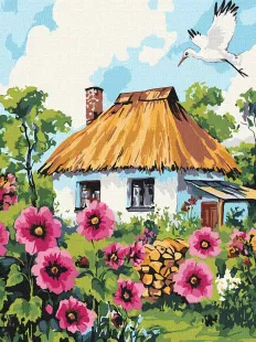 Картина за номерами - Мальви біля хати ©art_selena_ua