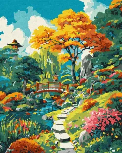 Картина за номерами - Осінній японський дворик ©art_selena_ua