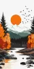 Painting by numbers - Yellow moon in the middle of the autumn forest ©art_selena_ua
