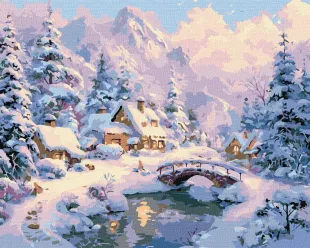 Картина за номерами - Зимовий затишок серед гір ©art_selena_ua