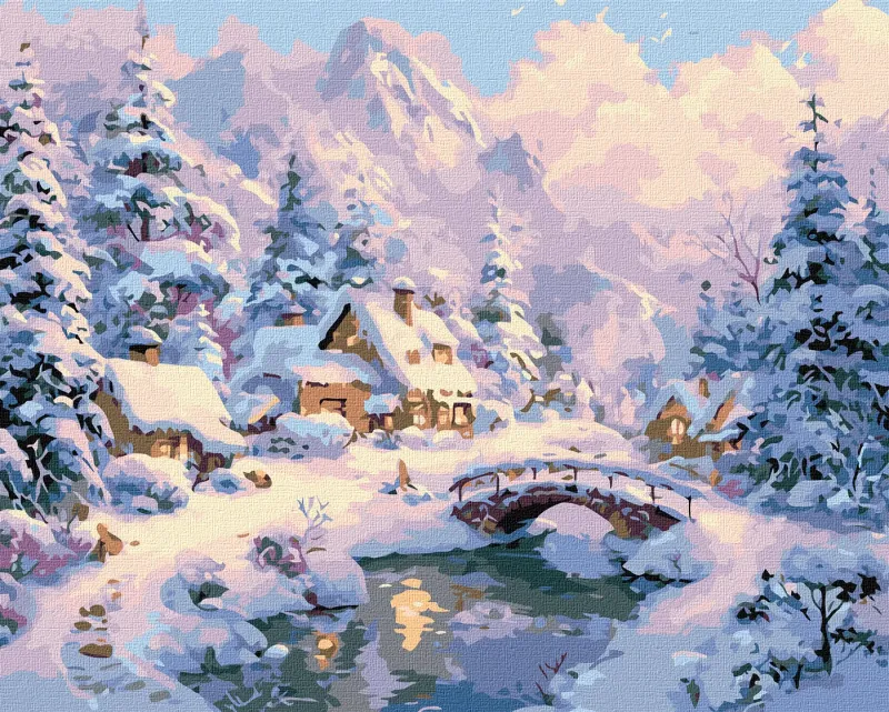 Картина за номерами - Зимовий затишок серед гір ©art_selena_ua