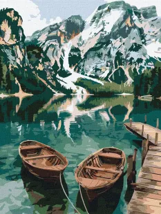 Картина за номерами - Човни на дзеркальному озері ©art_selena_ua