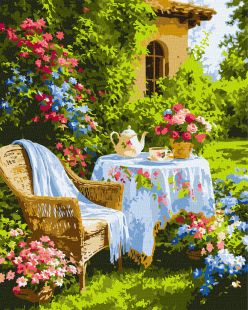 Painting by numbers - Tea party in a blooming courtyard ©art_selena_ua