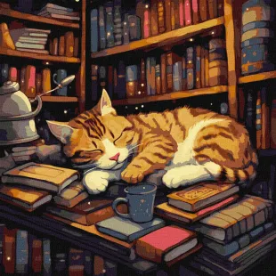 Картина за номерами - Пухнастий книголюб ©art_selena_ua