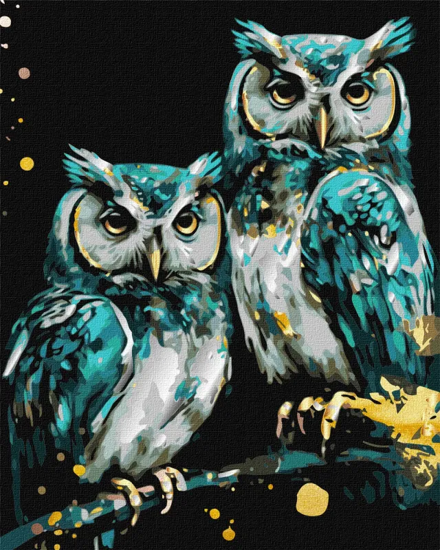 Painting by numbers - Wise owls with extra metallic paints ©art_selena_ua