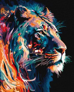 Картина по номерам - Грациозный лев с красками металлик extra ©art_selena_ua